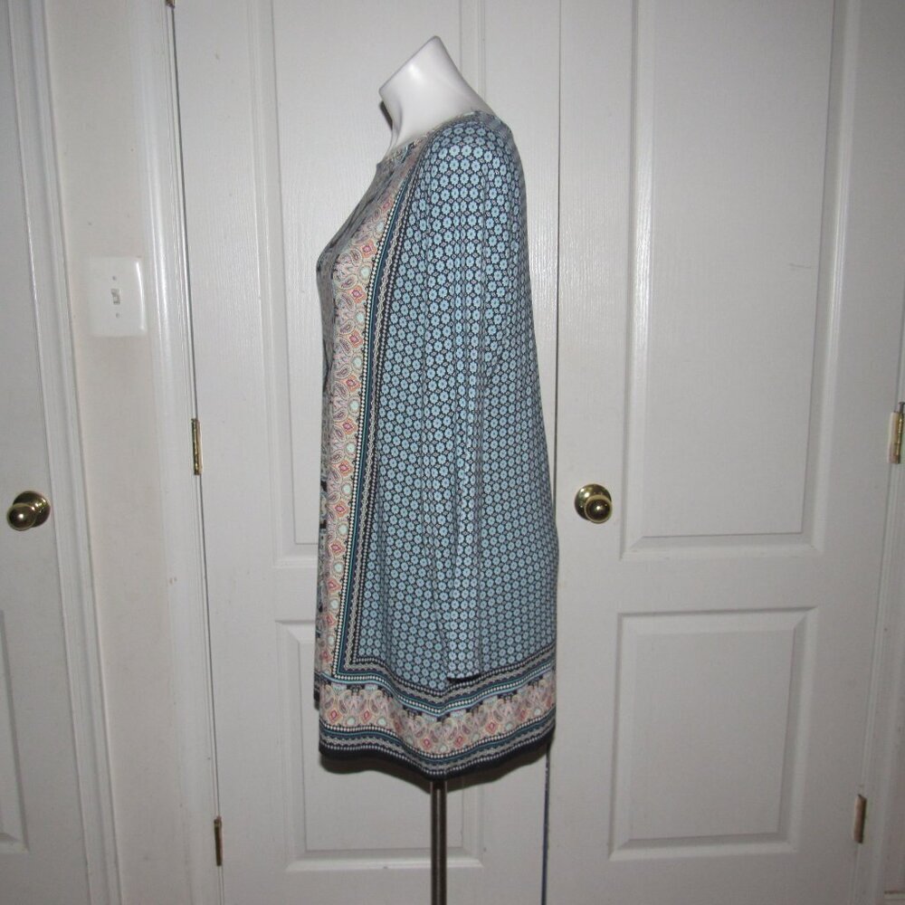 J.Jill Mixed-Print Medallion Knit Tunic/Dress Blue Boho Sz M - Picture 3 of 7
